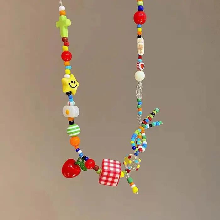 Collier ras du cou avec nœud de fruits de dessin animé Harajuku