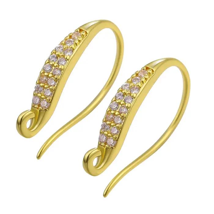 Juya boucles d'oreilles crochet cuivre avec Zircon or boucle d'oreille accessoires pour la fabrication de bijoux à la