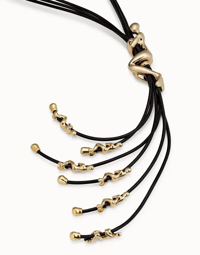 Collier rétro classique en or et argent avec corde en cuir pour homme style vintage et occasions spéciales