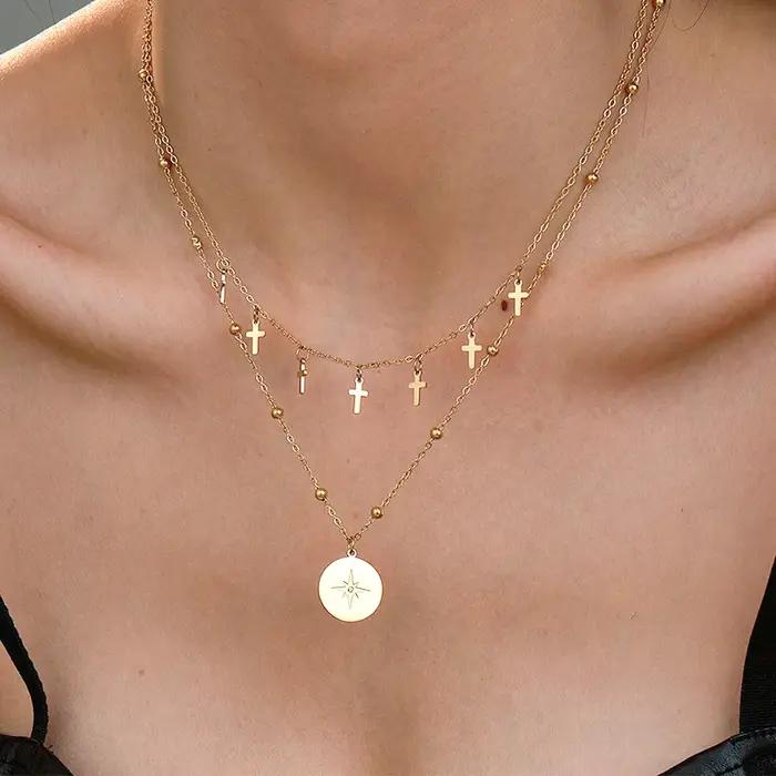 Collier à double chaîne en acier inoxydable Ars