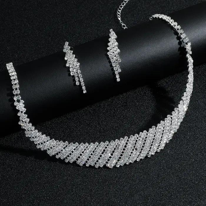Collier en cristal avec strass pour femmes, chaîne, cadeau de mariage