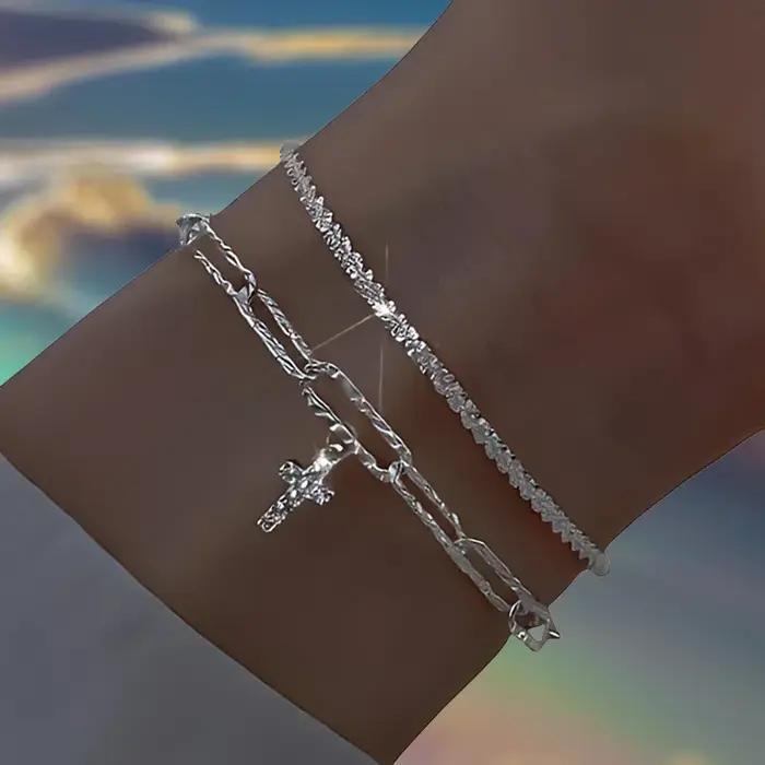 Bracelets en argent Sterling 925 avec strass pour femmes et filles