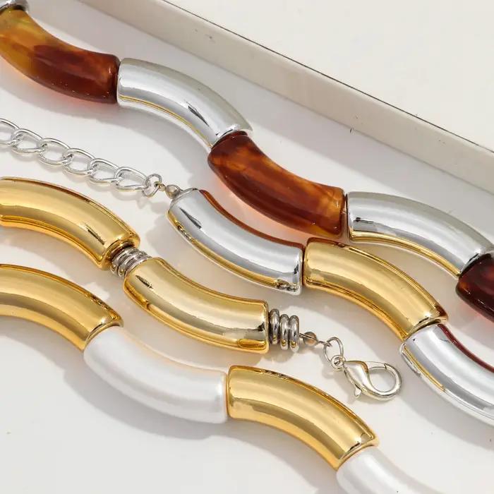 Colliers épais en bambou et acrylique pour femmes