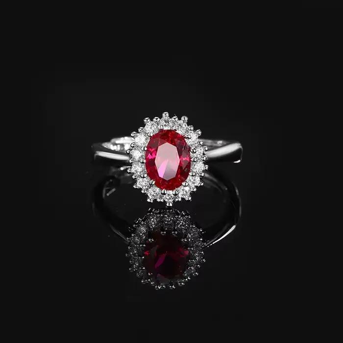 Cairn-Bague en argent S925 pour femme, bague en diamant, bijoux de fête, rouge de luxe, cadeau de tr