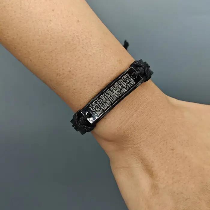 Bracelet chrétien en cuir de vache