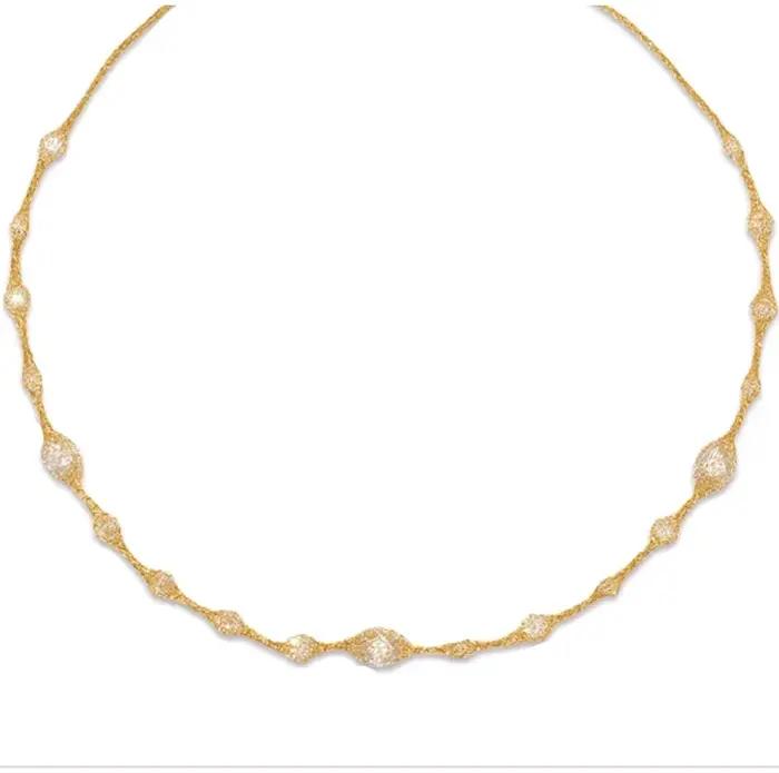 JEWELLWANG Collier en argent S925 plaqué or 18 carats, fait main, tressé, maille noire, chaîne de po