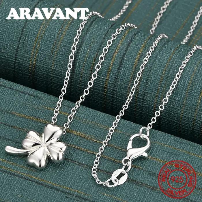 Collier pendentif trèfle à quatre feuilles en argent Sterling 925, accessoire de tous les jours pour