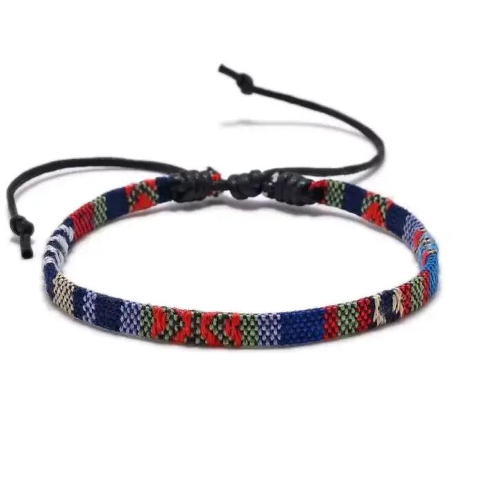 Bohême fait à la main tissage corde Couple Bracelets pour femme hommes multicolore ethnique fil Brac