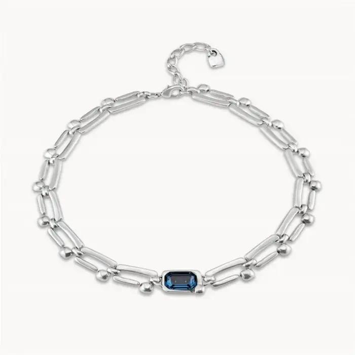 Collier classique et magnifique en forme d'ongle en cristal bleu