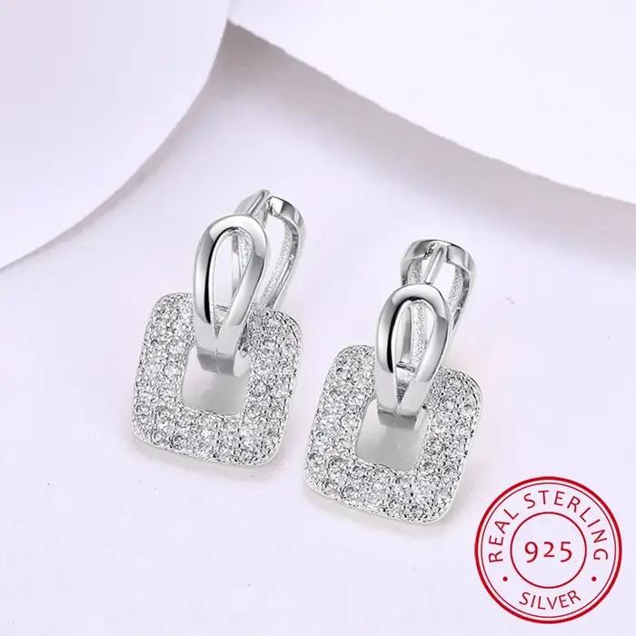 Lekani 2019 Unique forme carrée Piercing Huggie cerceau boucle d'oreille pour les femmes argent/or 2 couleurs