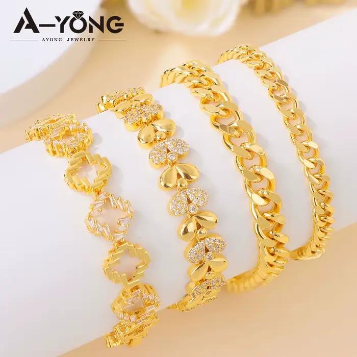 Bracelet de mode Dubaï plaqué or 21 carats, élégant et exquis, style arabe musulman, porte-bonheur, bijoux italiens pour femmes, pour événements et fêtes