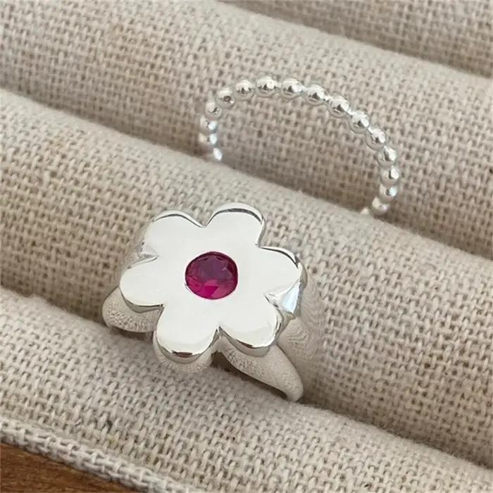 Bague à fleurs y2k pour femmes et filles