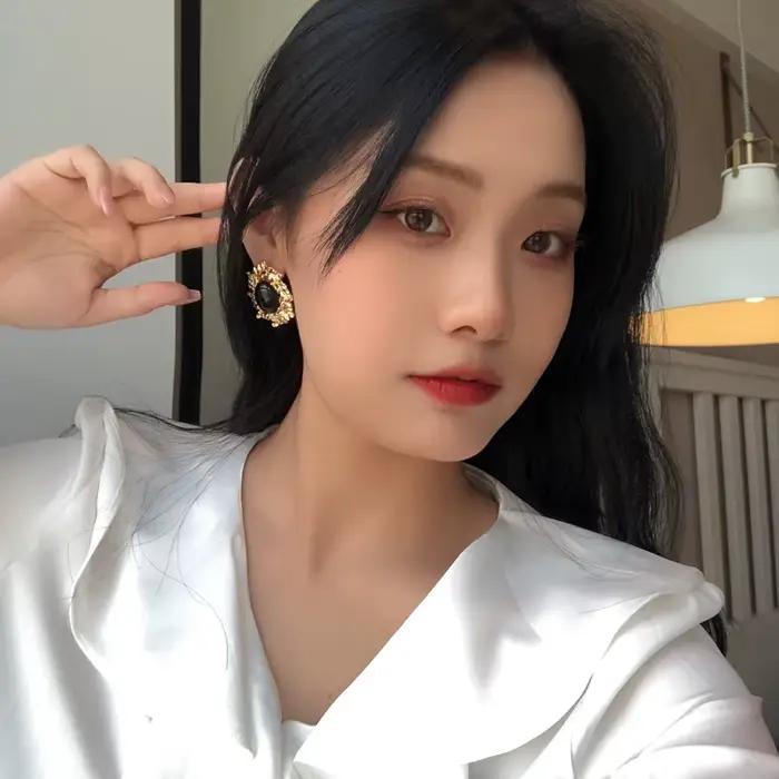 Boucles d'Oreilles Géométriques Rétro en Résine Noire pour Femmes Occasions Spéciales Mode Vintage