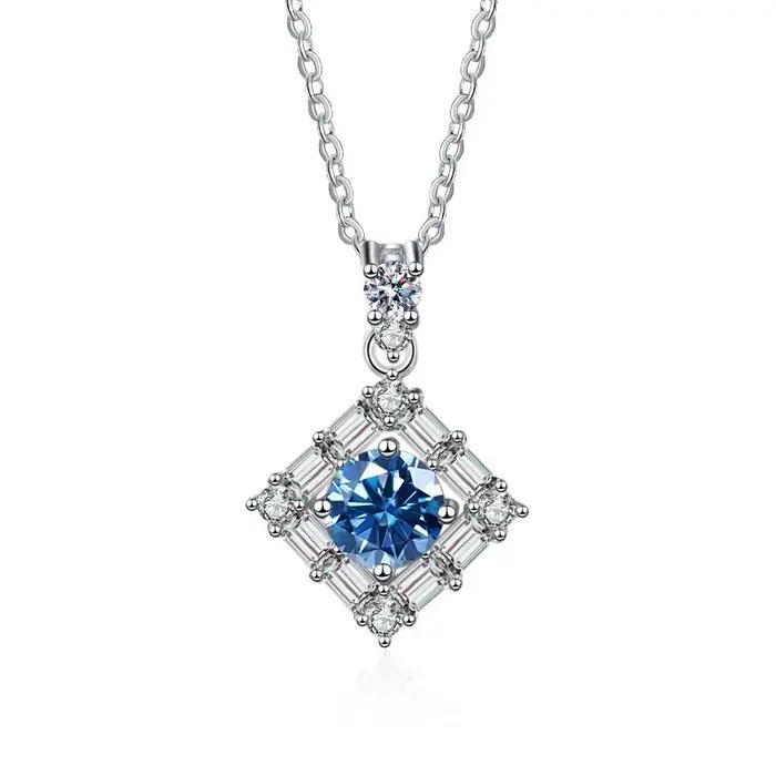 Collier de moissanite pour femme en argent sterling 925, pendentif carré élégant, bijoux fins de luxe, cadeau pour anniversaire