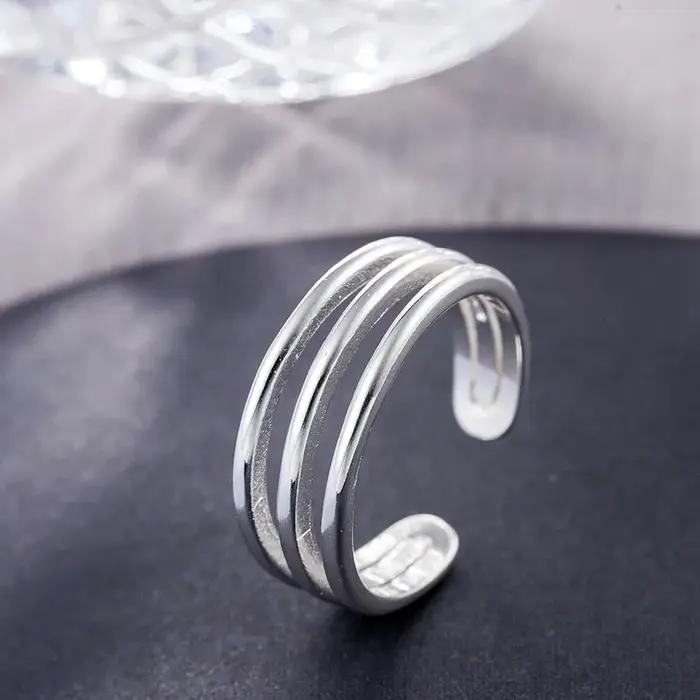 Nouvelle mode Version coréenne du Simple populaire 925 bijoux en argent Sterling ouverture réglable à trois niveaux anneaux créatifs R182