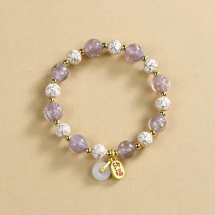 Bracelet Cloisonné Léger de Luxe pour Femmes Émail Cloisonné Style Religieux Occasions Spéciales