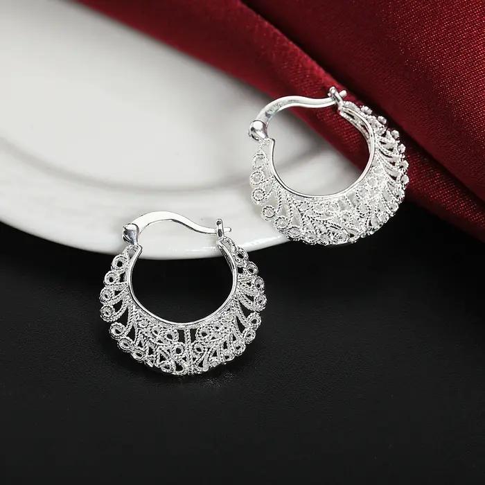 Petites boucles d'oreilles créoles en argent regardé 925 pour femmes