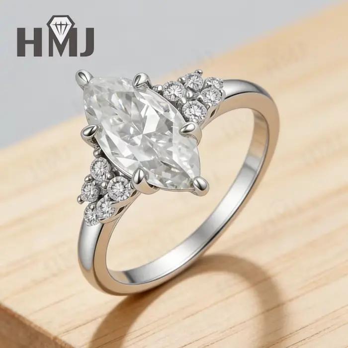 Bague Marquise 1, 5 carat en Moissanite