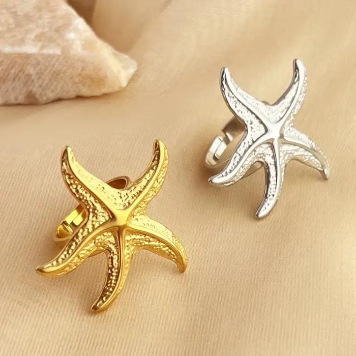 LATS Vintage étoile de mer bague pour femmes hommes nouvelle mode grande