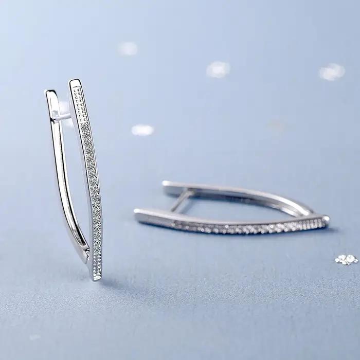 Boucles d'oreilles en argent Sterling 925 en forme de V