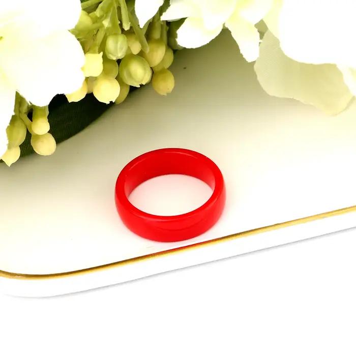 Bague en céramique rouge lisse de 6mm pour femmes