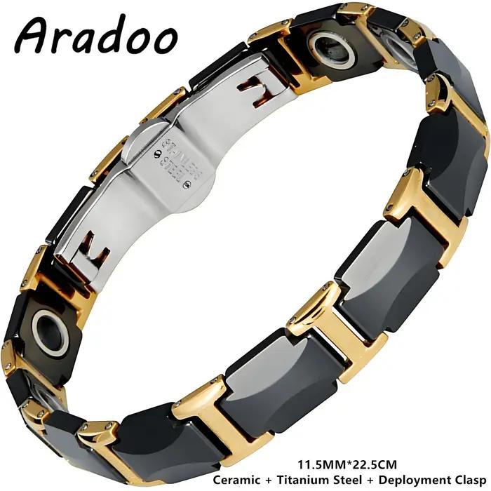 Bracelet ARADOO Premium en céramique avec titane acier inoxydable et tungstène pour homme et femme, élégant et multifonctionnel pour le fitness et le sommeil