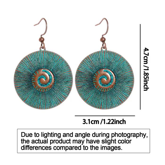 Ensemble de bijoux vintage bohème spirale verdigris pour femmes occasions spéciales collier boucles d'oreilles