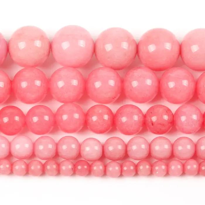 Perles rondes en Rhodonite rouge naturelle