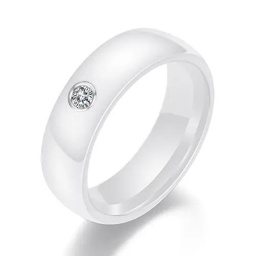 Bague en céramique colorée pour hommes et femmes, noir et blanc, avec grand cristal, pour mariage, l