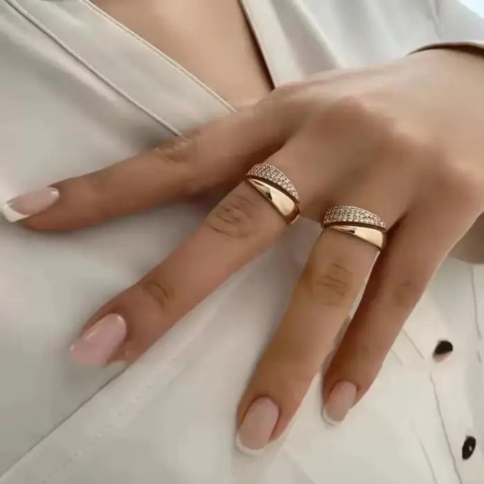 Bagues de soleil plaquées or pour femmes, pierre naturelle incrustée de Texture métallique creuse, bijoux tendance