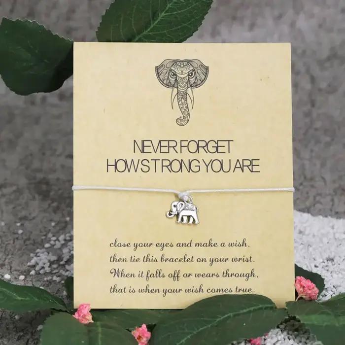Bracelet de souhait d'éléphant vintage pour hommes et femmes