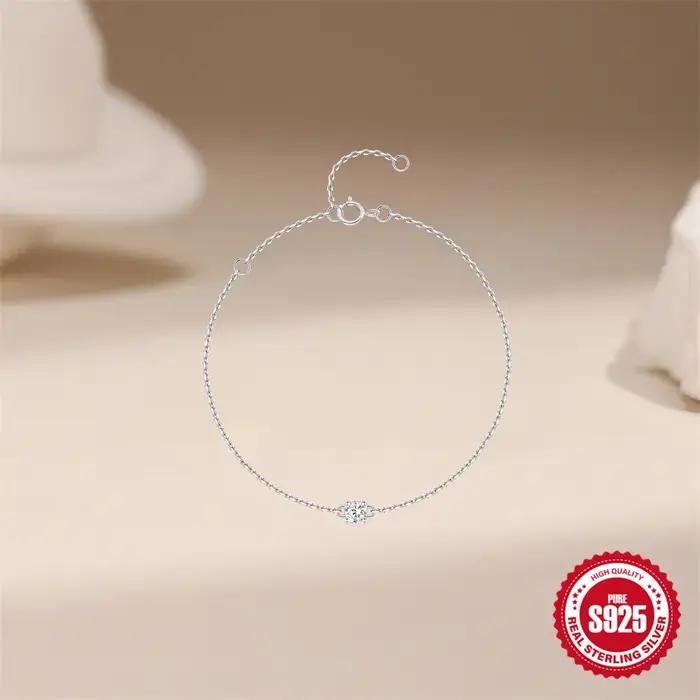 ROXI classique unique rond Moissanite 925 Bracelet en argent Sterling pour les femmes de luxe usage quotidien cadeaux de remise des diplômes pour elle