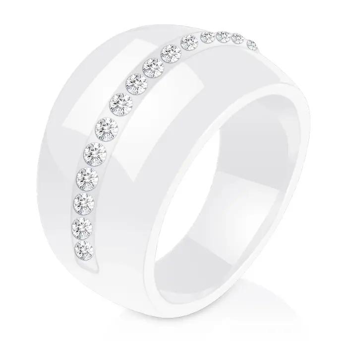 Bague romantique en céramique noire et blanche avec cristal scintillant pour femmes, alliance de mariage, tracker de sommeil, occasions spéciales