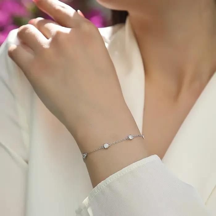 Bracelet pour femme en argent sterling S925 avec moissanite
