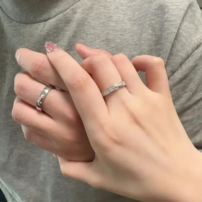 ANENJERY – bague en Zircon incrusté de géométrie couleur argent pour femmes et hommes