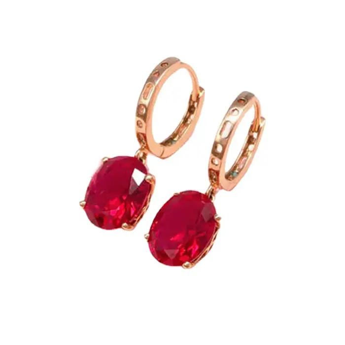 Boucles d oreilles en plaqué or rose 14k avec zirconium rouge pour femmes occasions spéciales élégantes et glamour