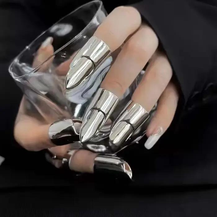 Bagues de doigt ajustables style Punk Gothique Métal pour Femmes et Hommes