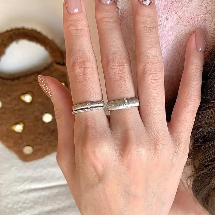 Bague Vintage en métal brossé mat pour femmes et filles