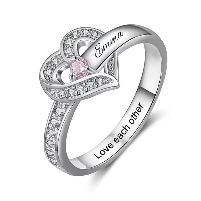 Bagues personnalisées en pierre de naissance 1 à 8 ans, bague en zircone cubique pour mères familial