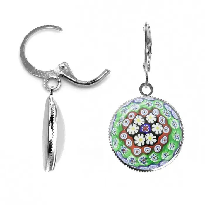 Boucles d'oreilles en forme de fleur de Murano Millefiori