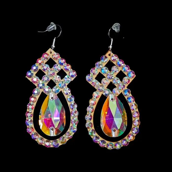Boucles d'oreilles de danse du ventre pour femmes, bijoux gitans, accessoires de Costume de danseuse, strass brillants, Double face, 2 paires/P