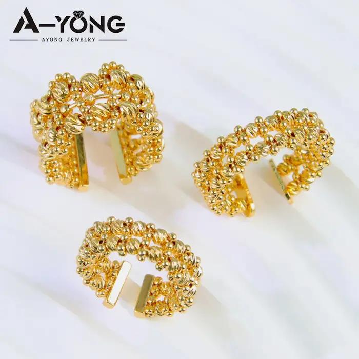 Bagues de mariée arabes de luxe plaquées or 21 carats