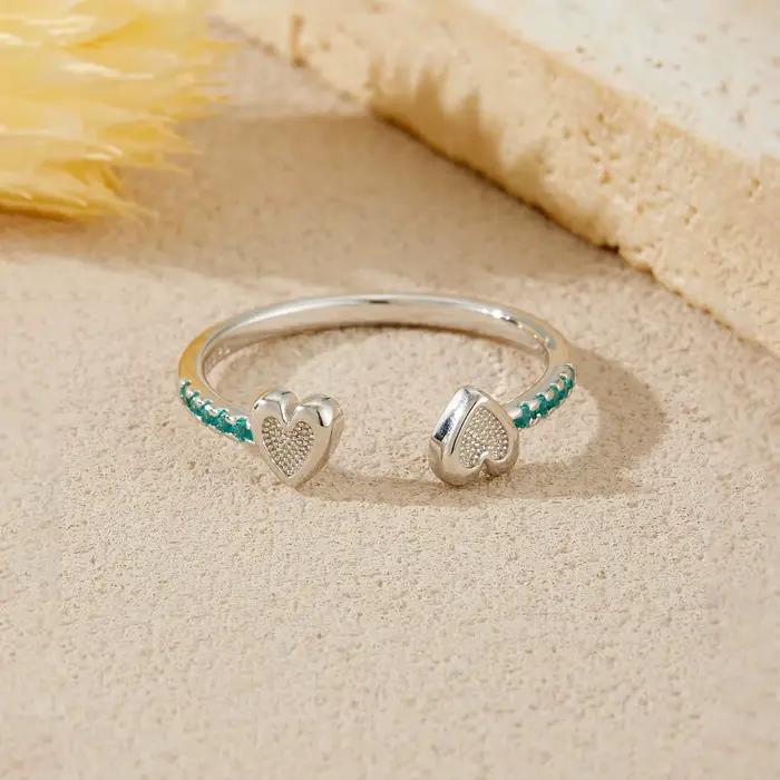 ANDYWEN – bague Double cœur réglable en argent Sterling 925