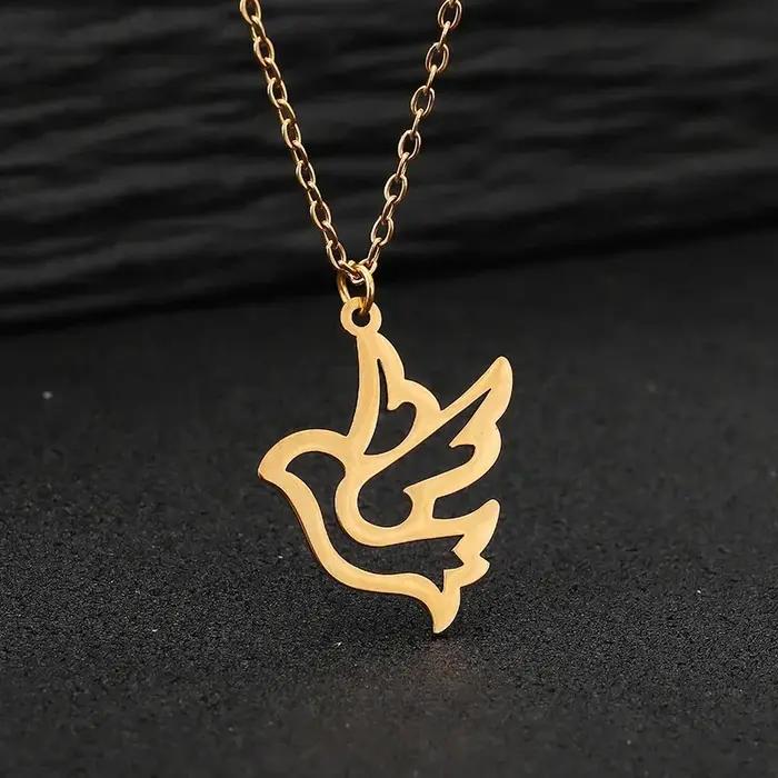 Colliers en acier inoxydable avec pendentif colombe de la paix