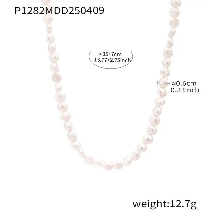 Collier de perles d'eau douce naturelles pour femmes, pendentif de luxe en acier inoxydable plaqué o