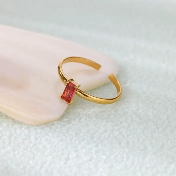 Bagues de naissance carrées mignonnes pour femmes, élégantes, à la mode, couleur or, en acier inoxyd