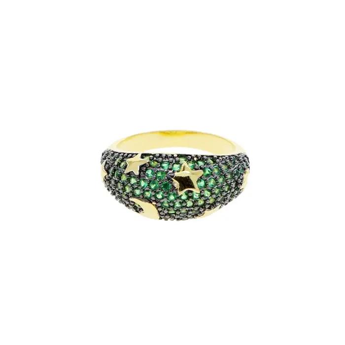 Bague en Or Arc-en-ciel avec Lune et Étoile pour Homme et Femme