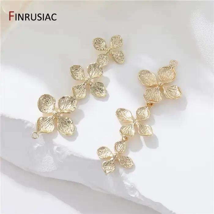 Mode 14K plaqué or laiton feuille/fleur breloques pendentifs pour bricolage femmes collier fabrication de bijoux accessoires résultats