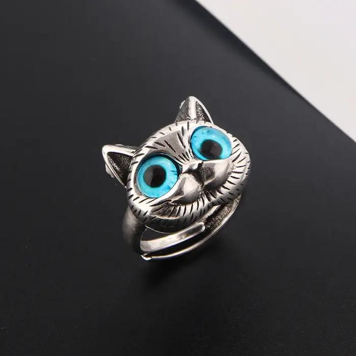 Bague chat en alliage couleur argent pour femmes
