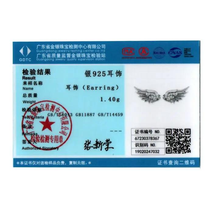 BISAER 925 en argent Sterling Vintage aile d'ange boucles d'oreilles scintillant Zircon boucle d'oreille pour les femmes Couples fête bijoux fins cadeau